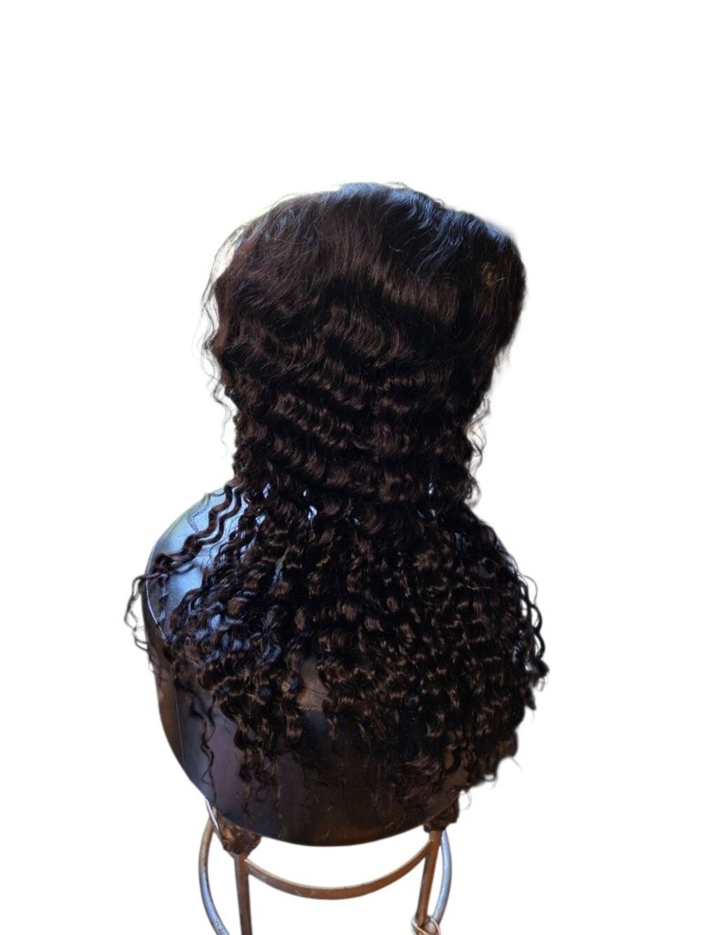 24 INCH Human Hair Wig Swiss Lace Natural Black Curly Kinky